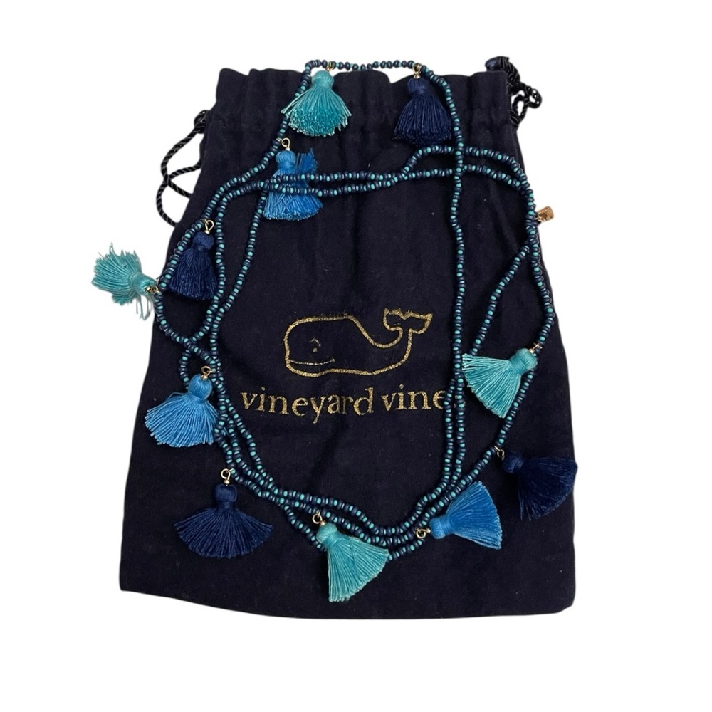 Vineyard Vines Women’s Blue & Turquoise Preppy Beaded Necklace with Tassels